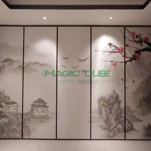 Fabric Surface Acoustic Folding Partition 80mm Thickness For Office