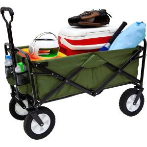 Folding Garden Cart’S Telescoping Adjustable Handle Locks And Extends Allows