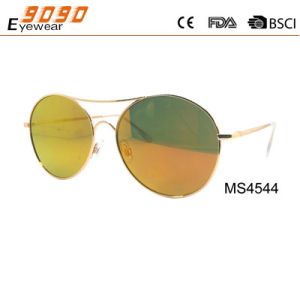 Round metal fashion sunglasses with mirror lens ,suitable for men and women