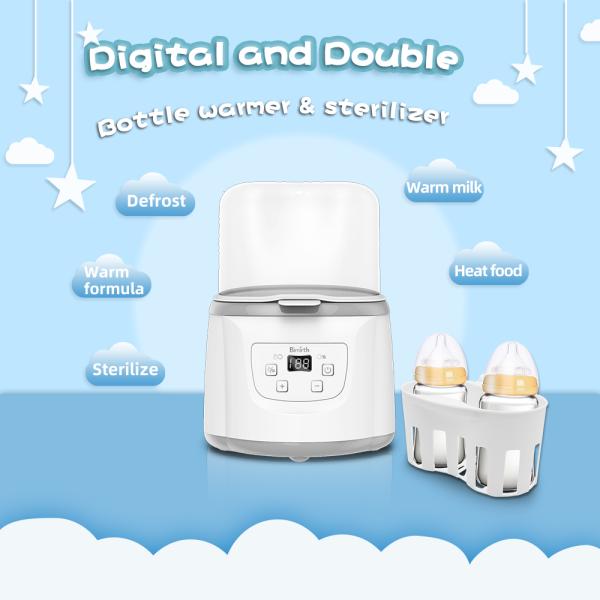 Large Capacity Holds 6 Bottles LED Display 4 in 1 Digital Double Bottle Warmer Baby Bottle Sterilizer and Dryer