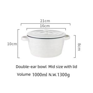 Household Porcelain Ceramic Oven Bowl Nordic Style For Soup Salad Dessert