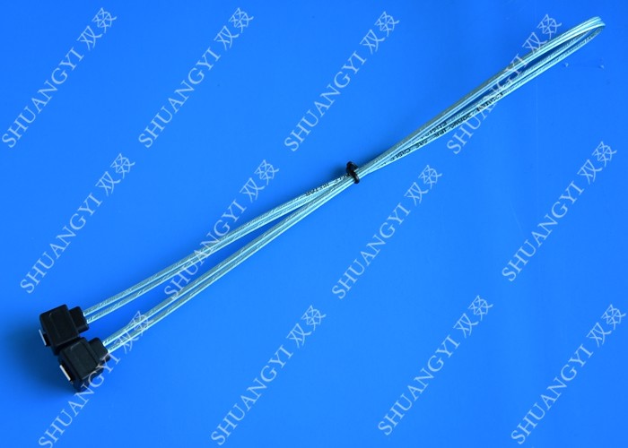 Quality Blue Slim Down Angle 7 Pin SATA Data Cable Female to Female With Locking Latch for sale