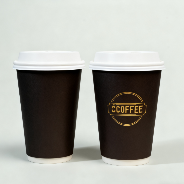 8oz black double walled coffee cup with lid wholesale custom logo