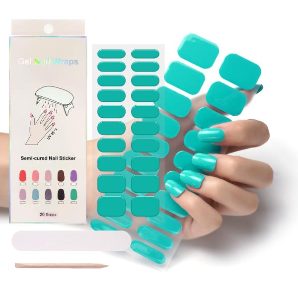 3D Gel Semi Cured Nail Wraps With Solid Color and Grow In The Dark for Korean Nails