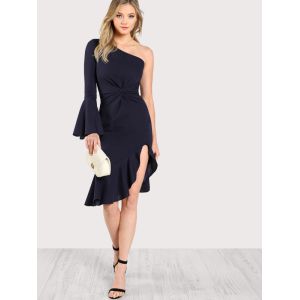 summer one shoulder women fashion dress