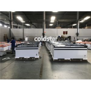 Commercial Big Capacity Curved Glass Door Chest Freezer