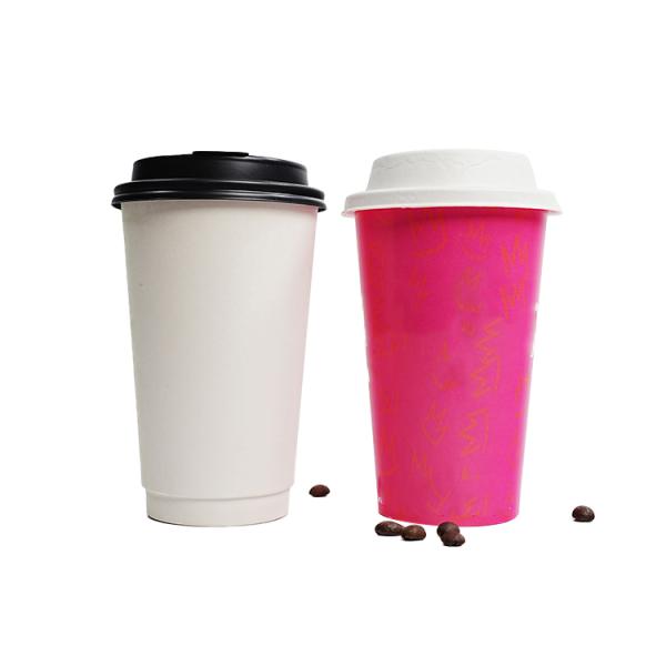Factory customized coffee paper cup, disposable double wall hot drink milk tea paper cup with lid