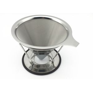 Washable Pour Over Dripper , Metal Coffee Filter 200 Micron Dutch Weave Mesh