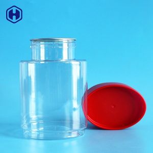 Empty Red Lid Oval 716ML 24OZ Clear Plastic Cans