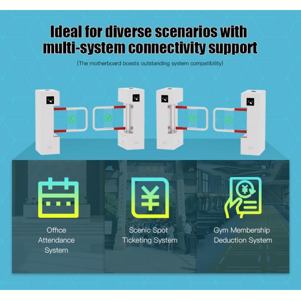 HCW Vertical Turnstile Gate with Facial Recognition Technology Compact Waist-High Design for 30-45 People/Minute Traffic