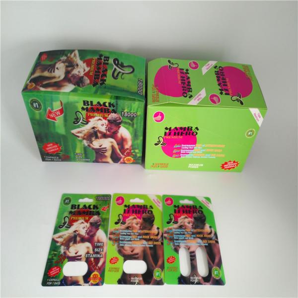 Plastic Card Blister Paper Box Packaging Rhino Male Enhancement Capsule Pills