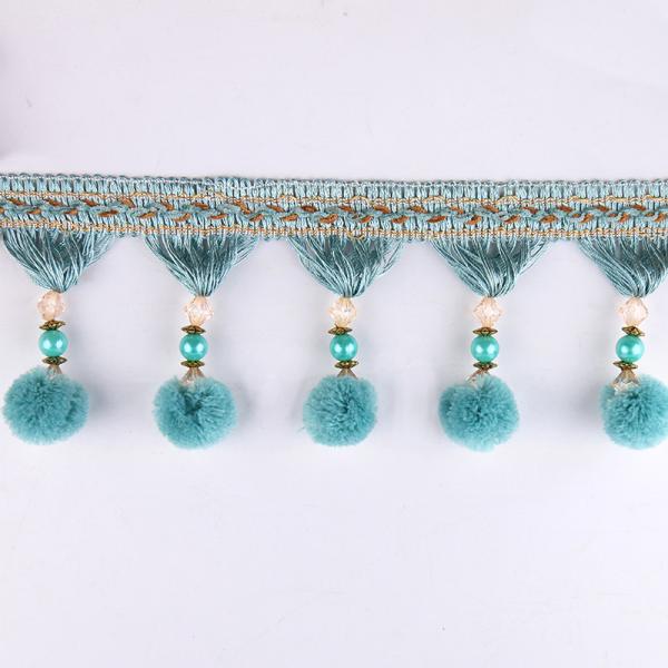Machine producing OEM wholesale beautiful trimmings beaded pom pom fringes