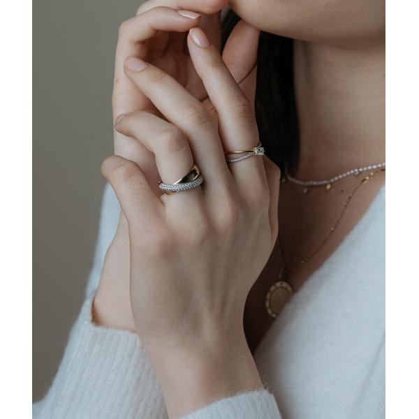 Fashion Unisex Rolling Rings Domed Diamond Band Wide Gold Plated Sterling Silver Rings