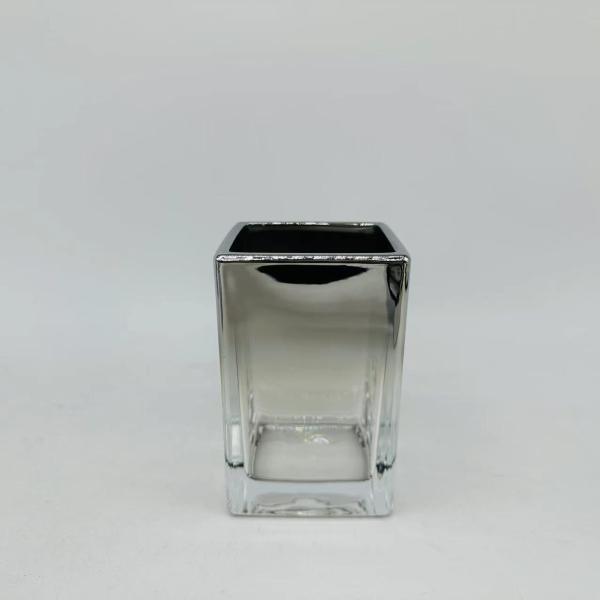 Grdient black glass bathroom accessories square and rectangular shape luxury bath accessories toilet brushes hand soap dispenser