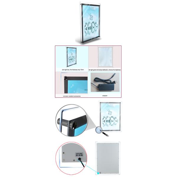 Decorative Poster Frame Acrylic Led Light Box For A2 Size Picture , Wall Mounted
