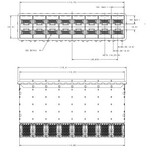 1-2198346-9 zSFP+ Cage Assembly 2x8 Port With Integrated Connector 32 Gb/s