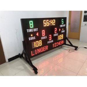 Yellow Electronic Basketball Scoreboard With Moving Sign