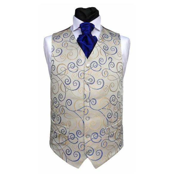 Buy Gentlemen's blue paisley waistcoat&cravat&hanky set at wholesale prices
