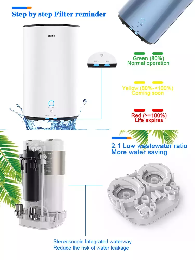 Four Stage RO Water Treatment Filter Home Portable Customizable UV Ozone Filter Water Purifier
