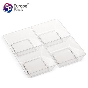 BPA free disposable plastic candy 4-compartment wheat straw containers for