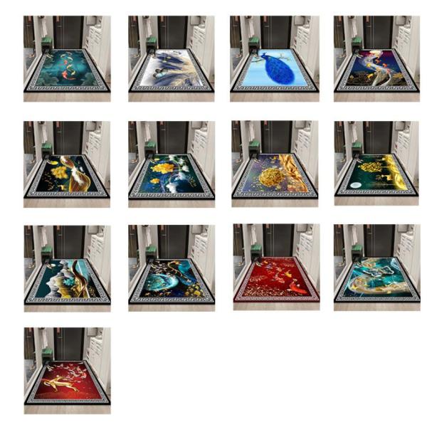 Polyester Fiber Entrance Door And Living Room Floor Carpet Plant And Flower Chinese Style