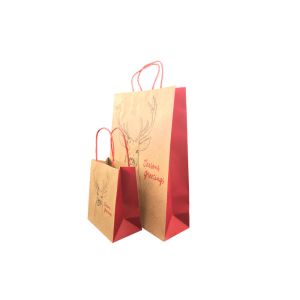 China Biodegradable Luxury Christmas Packaging , Brown Paper Christmas Gift Bags on sale