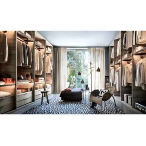 20mm Walnut Wood Walk In Closet Wardrobe