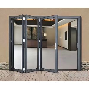 Thermal Break Aluminum Alloy Bi-Fold Doors with Glass Inserts and Easy