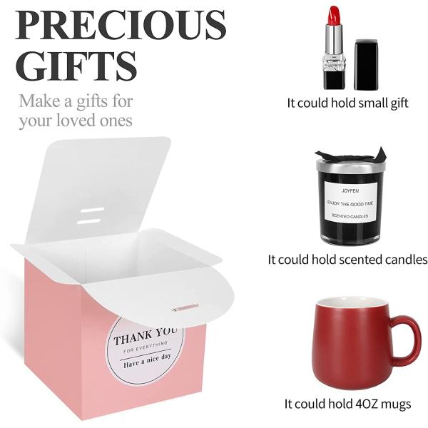 Wedding Party Favor Pink Small Gift Boxes 4x4x4 inches for candle cup and Cupcake