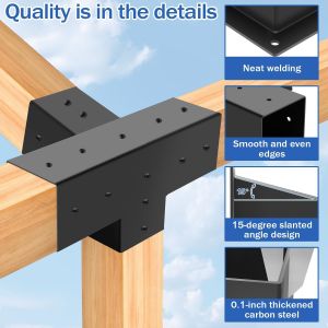 15° Slanted Pergola Bracket Kit for 4x4 Wooden Beams