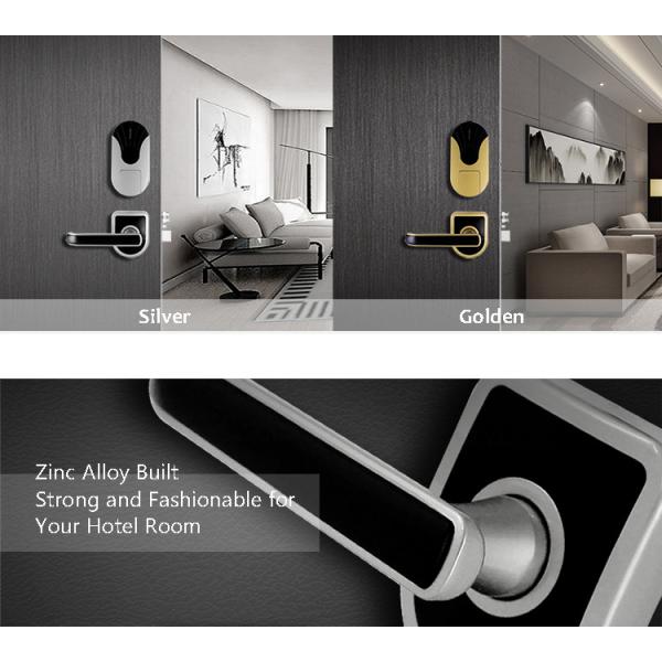 Silver Hotel Electronic Door Locks Zinc Alloy 6V Working Voltage 200 Cards Data Capacity