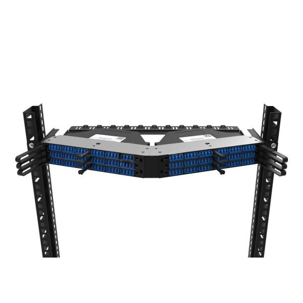 Rongbang RBTX-PP02 1U High Density Angled Frame Modular Panel 6 MPO/MTP to 144 LC Ports for Data Center Network