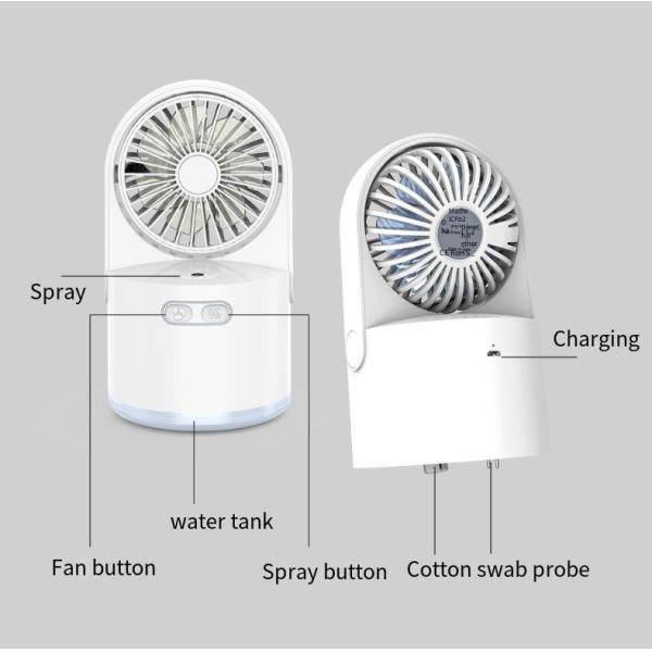 Household USB Rechargeable Water Mist Fan for Home Office Cooling and Humidifying