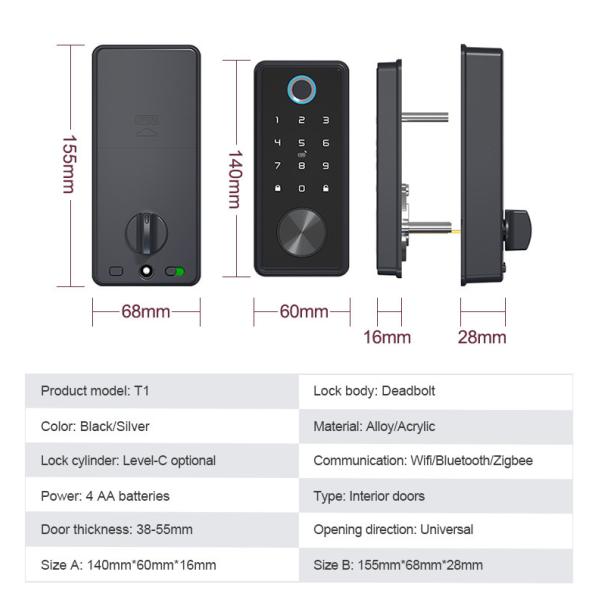 Commercial Wifi Door Lock Work With Alexa EKey IC Card App For Home Hotel Office