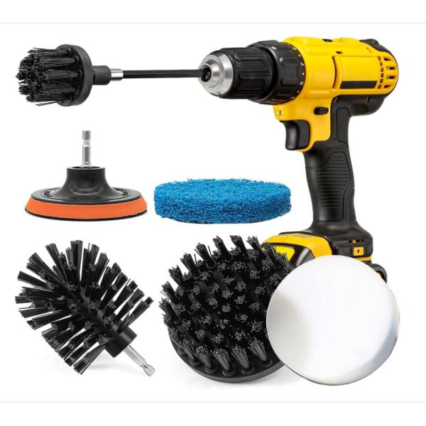 Buy Extended Long Attachment Drill Scrubber Brush 6 Pack Black at wholesale prices