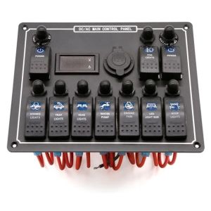 10 Gang Switch Panel USB Fast Dual Charger Socket Panel With Light Multi