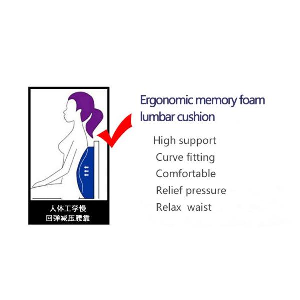 Blue Color Memory Foam Back Cushion Pillow Car Seat Lumbar Rest Office Chair
