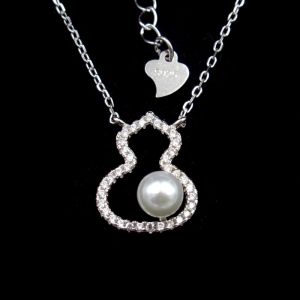 Irregular Shape Freshwater Pearl Drop Necklace Platinum Sterling Silver