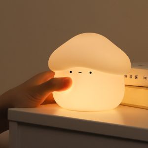 Mushroom Night Light For Kids Squishy Silicone Night Light 7 Soft ColorsTap