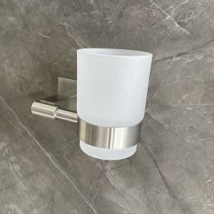Sturdy Hotel Bathroom Toothbrush Holder With Frosted Glass Cup