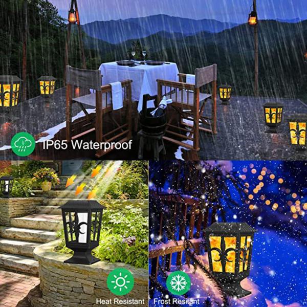 IP 65 Outdoor Solar Wall Lights 3.2V Fire Flame Waterproof Garden LED Wall Lamp