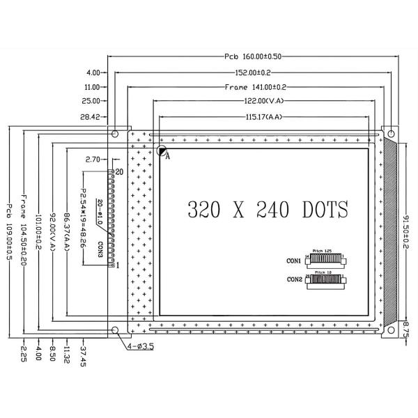 5.7 inch 320×240 Monochrome LCD Module With STN Transmissive / Negative LCD Type