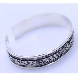 Thai Sterling Silver Wheat Style Unisex Women Cuff Bracelet (XH052487W)