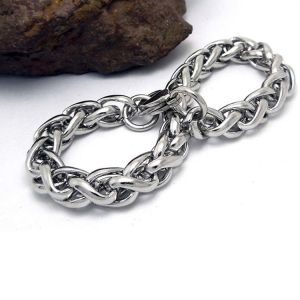 Silver Plated Titanium Stainless Steel Wheat Chain Bracelet (JCE394)