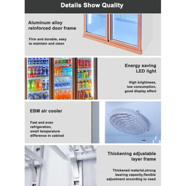 Triple Glass Door Commercial Beverage Cooler Upright Visible Refrigerator For Drinks