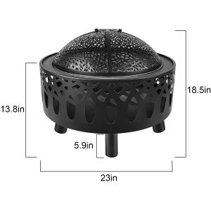 23 Inch Barbecue Outdoor Fire Pit Wood Burning Large Round Portable