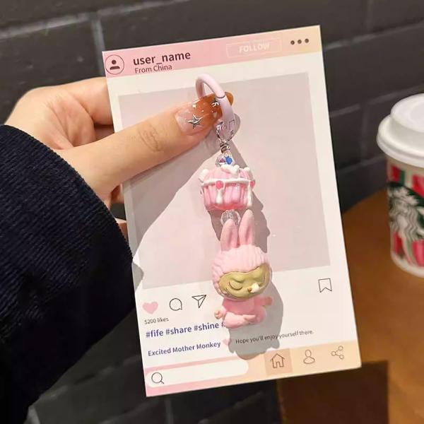 Mini Labubu Keychain Kawaii Monster Doll Bag Charm Plush Doll Accessories For Collectors