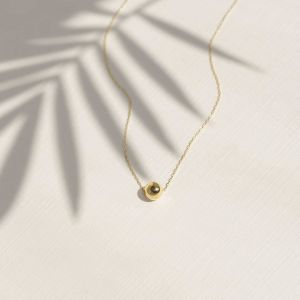 Customized designs 18K light yellow gold Little Golden Ball Pendant Necklace
