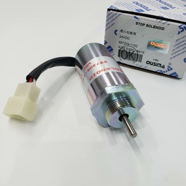 OUSIMA Fuel Stop Solenoid 897209-1152 24V For 4LE2 EX55 6K75 Excavator 8972091152 Fuel Stop Solenoid