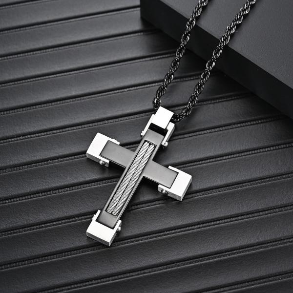 Fashion Men's Cross Design Stainless Steel Titanium Pendant Necklace Provide Mould Making And Making Service
